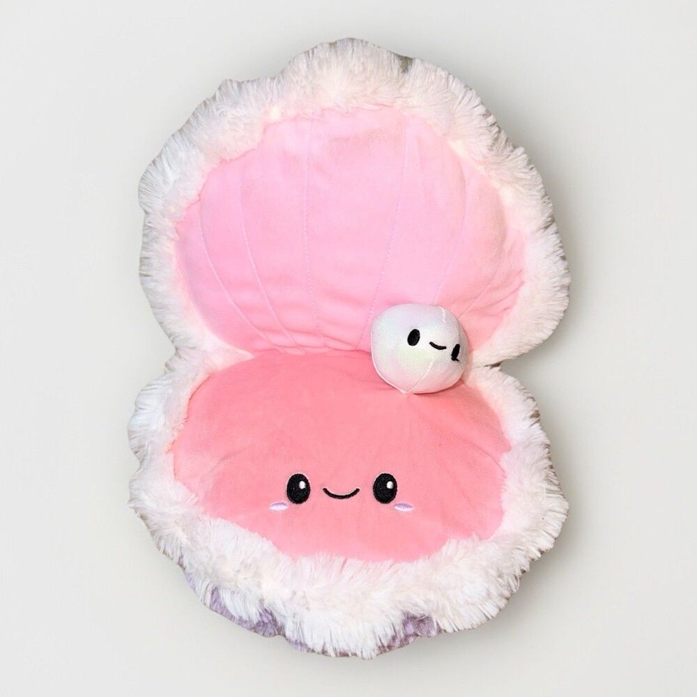 Squishable Plush Oyster & Shiny Pearl 12x9" Pink Lavender White Fluffy Stuffed